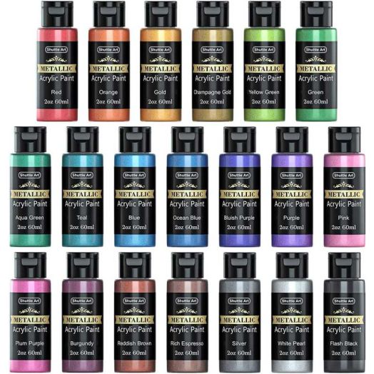 Shuttle Art 2 oz Multi-color Metallic Acrylic Craft Paint (24 Pieces)