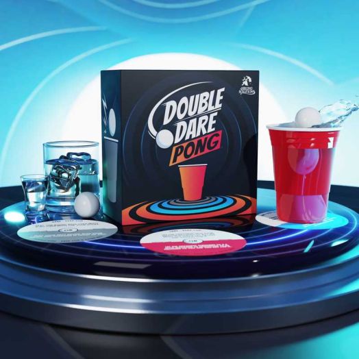Sibling Solutions Double Dare Pong Game - Beer Pong with 3 Types of Dare Levels (Tame to Naughty)- Waterproof Cards - Add to your next Beer Pong Game for Unforgettable Memories
