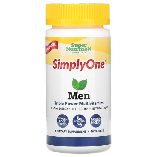 Super Nutrition, SimplyOne, Men, Triple Power Multivitamins, 30 Tablets