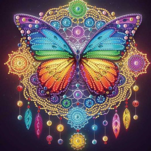 Sinkoo Boho Decor Butterflies and Tassels 5D Diamond Painting Art Kits For Adult Teen, DIY Full Drill Diamond Painting Flower Bird Art and Crafts 12x12inch