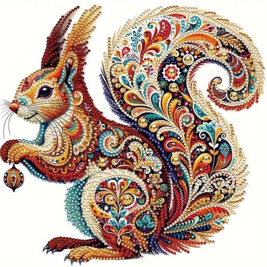 Sinkoo Boho Decor Cute Squirrel 5D Diamond Painting Art Kits For Adult Teen, DIY Full Drill Diamond Painting Flower Bird Art and Crafts 12x12inch