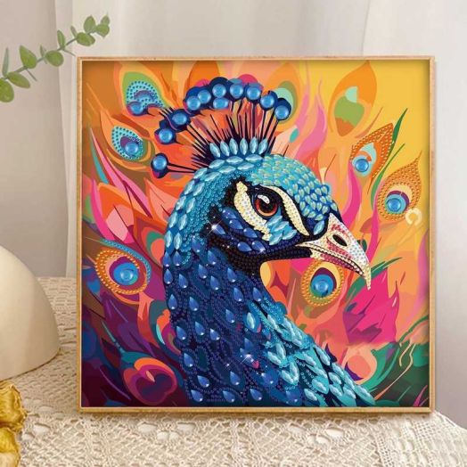Sinkoo Boho Decor Peacock 5D Diamond Painting Art Kits For Adult Teen, DIY Full Drill Diamond Painting Flower Bird Art and Crafts 14x14inch