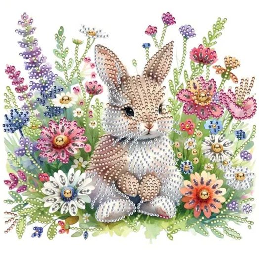 Sinkoo Cute Bunny Diamond Art Kits for Adults, Boho Decor Rabbits Diamond Painting Kits for Beginners, 5D DIY Easter Diamond Dots Crystal Gem Art for Home Wall 12x12inch