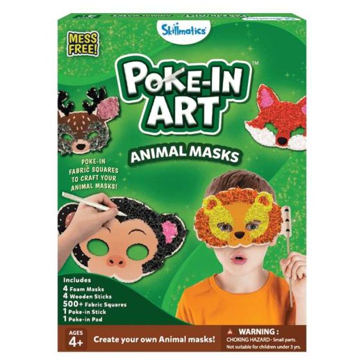 Skillmatics Poke-in Art - Animal Masks, Mess-Free Fun for Kids, DIY Wood Craft Kits, Creative Activity, Gifts for Girls & Boys Ages 4, 5, 6, 7, 8, 9