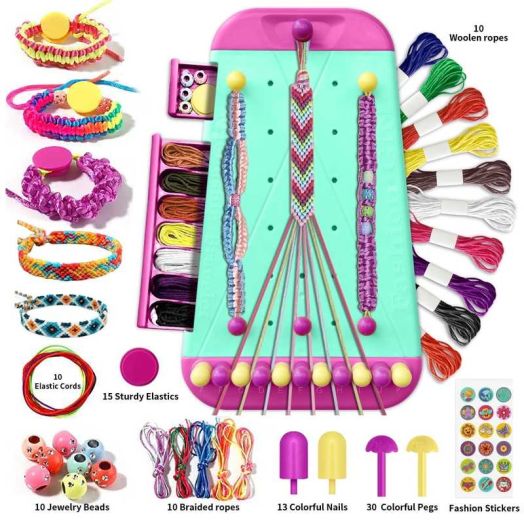 Friendship Bracelet Kit Bracelet Making Kit DIY Craft Kits for Kids Christmas Birthday Gifts Friendship Bracelet String with Weaving Board 10 Colors Thread Beads and Stickers