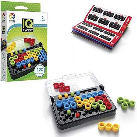 SmartGames IQ Twist, a Travel Game for Kids and Adults, a Cognitive Skill-Building Brain Game - Brain Teaser for Ages 6 & Up, 120 Challenges in Travel-Friendly Case