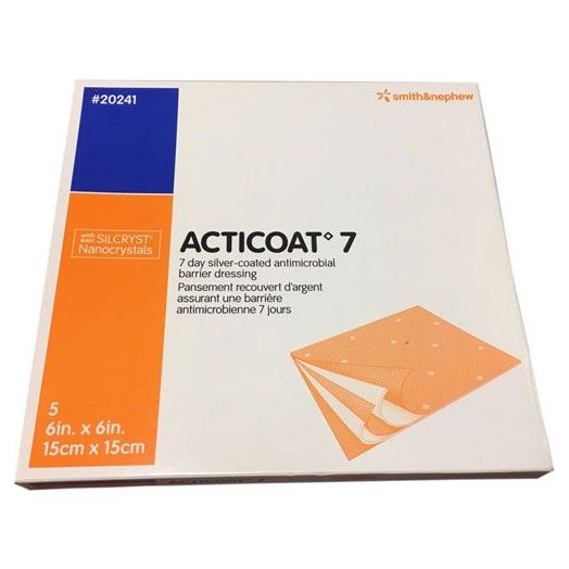 Smith & Nephew Acticoat 7 Silver-Coated Antimicrobial Barrier Dressing, 6 x 6 Inch