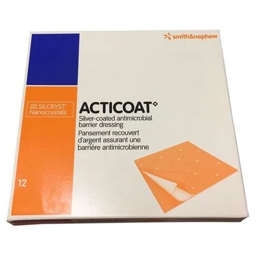 Smith & Nephew Acticoat Silver-Coated Antimicrobial Barrier Dressing, 5 x 5 Inch
