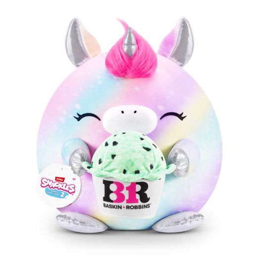 SNACKLES 14 inch Snackle (Baskin Robinns) Marty the Unicorn, Ultra Soft Collectible Plush Toy by ZURU