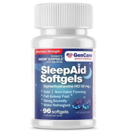 GenCare - Nighttime Sleep Aid Pills for Adults | diphenhydramine 50mg (96 Softgels) Value Pack | Strong Non Habit Forming Sleeping Relief for Men & Women | Fall Asleep Faster & Wake Refreshed | GENCARE GENERIC HEALTHCARE