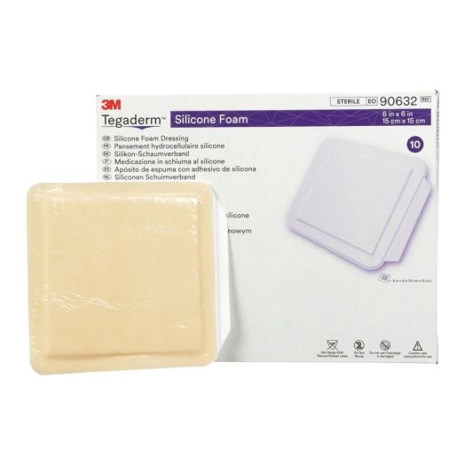 Solventum Tegaderm Silicone Foam Border Heel & Contour Dressing, 6 x 6 Inch