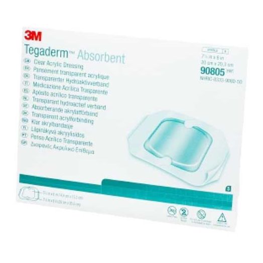 Solventum Tegaderm Absorbent Clear Acrylic Dressing, 7-1/2 X 8 Inch Large Square