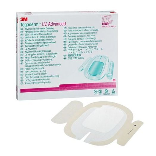 Solventum 3M™ Tegaderm™ I.V. Advanced Securement Dressing, 4 x 6-1/8 Inch Box of 25