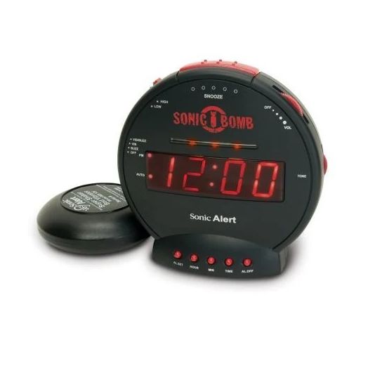 Sonic Alert Sonic Bomb Jr. Alarm Clock with Super Shaker, Bedshaker