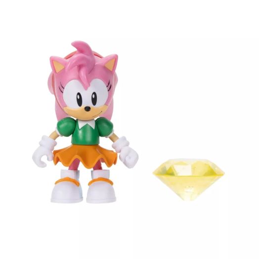 Sonic The Hedgehog Classic Amy 4" Action Figure with Yellow Chaos Emerald