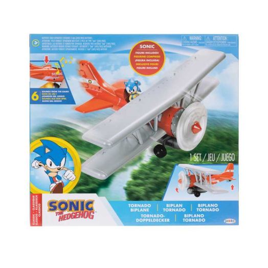 Sonic Tornado Biplane 2.5 inch Action Figure Playset with Sounds and Motorized Propeller