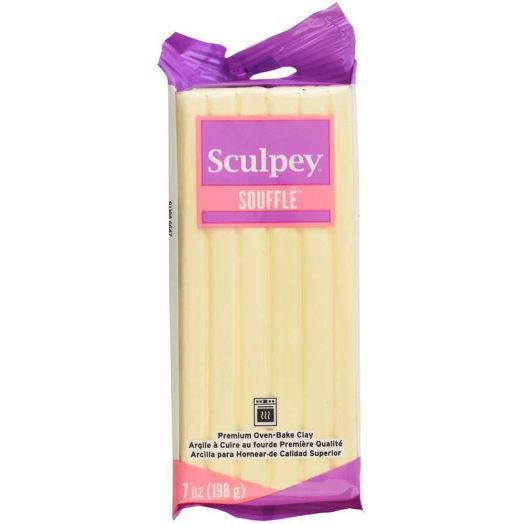 Sculpey Soufflé: Ivory 7oz Bar - Off White Polymer Oven Bake Clay, Suede-Lightweight-Flexible, Non-Toxic, Mixed Media, Jewelry, DIY Art Craft Projects
