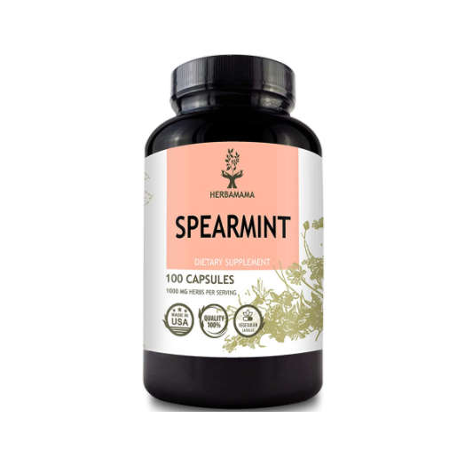 Spearmint 100 Capsules 1000 mg | Filled with Organic Spearmint Leaf | Digestive Function I Non-GMO