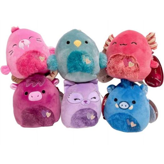 Squishmallows 2024 Valentine C Squad Set of 6 Cow Axolotl Fox Walrus Warthog 5" Mini Plush Doll