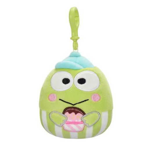 Squishmallows 3.5" Clip-On Hello Kitty Keroppi Holding Cupcake