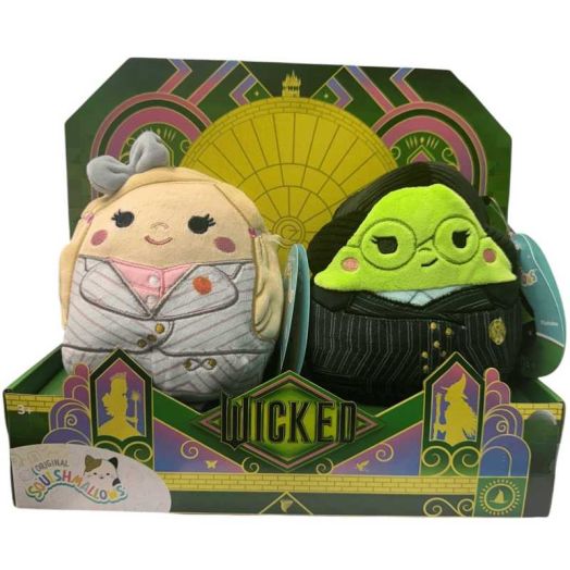 Squishmallows Wicked 5 inch Plush Set - Glinda Upland and Elphaba Shiz University Outfits