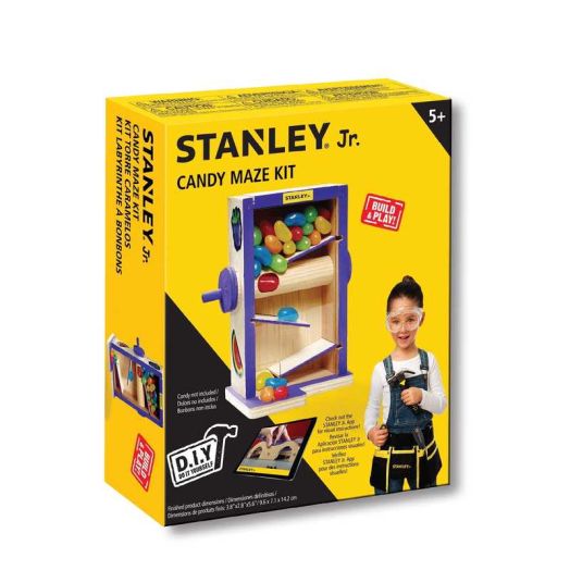 Stanley Jr DIY Candy Maze Building Kit for Kids JK009-SY: Children's Boy or Girl Wood Gumball Box, Beginning Woodworking Set with Paints, Ages 5 to 12