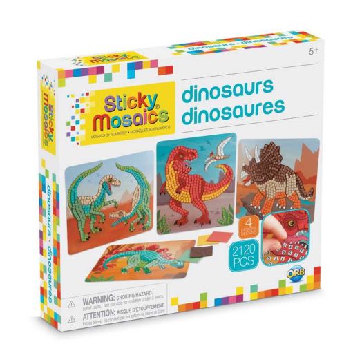 Sticky Mosaics Dinosaurs - Craft by Number Kit - Perfect Craft and Gift for Boys and Girls!