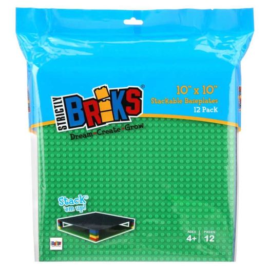 Strictly Briks Stackable Baseplates - 10 x 10 - 12 Pack