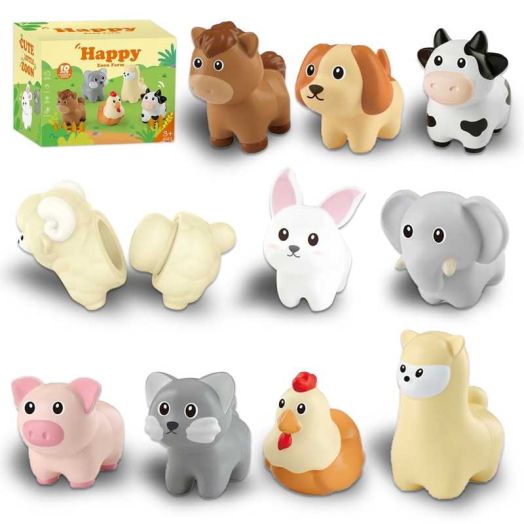 10 Pcs Farm Animal Toys, Montessori Toys for Toddlers 1-3, Matching Learning Animal Set, Easter Birthday Gift for 2 3 4 Years Old