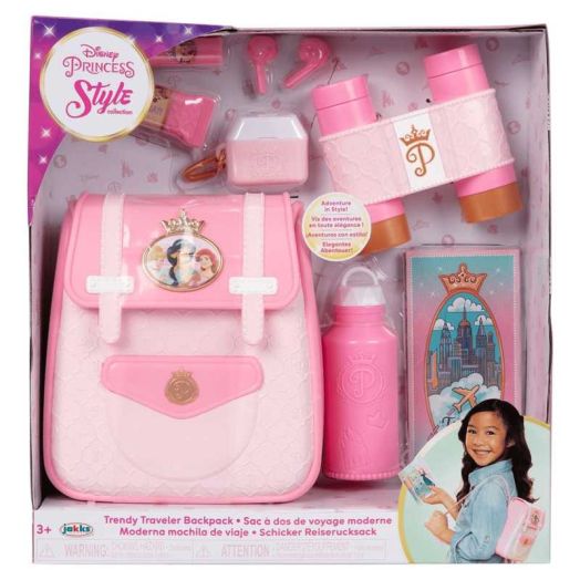 Disney Princess Style Collection Trendy Traveler Pink Pretend Play Backpack with Accessories for Kids, Multipack Quantity 1