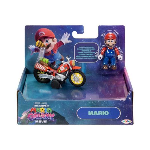 The Super Mario Galaxy Movie - 2.5 inch Action Figure with Pull Back Motorcycle - Mario