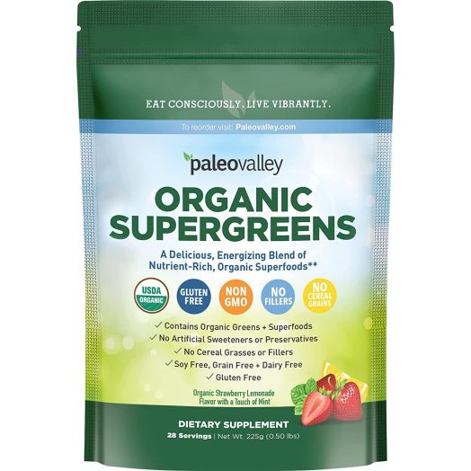 Paleovalley: Supergreens - Organic Green Superfood Powder - 28 Servings - Contains 23 Organic Superfoods, Free from Cereal Grasses, Gut Friendly