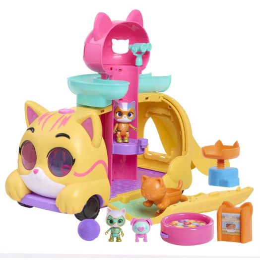 Disney Junior SuperKitties Purr 'N' Go Playset and Figures, 10-Pieces, Lights and Sounds