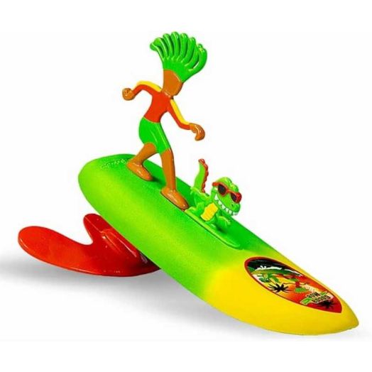Surfer Dudes Legends & Surfer Pets Wave Powered Mini-Surfer, Pet and Surfboard Beach Toy - Cocoa Moe and Cruncher