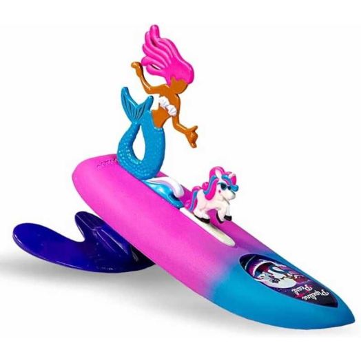 Surfer Dudes Legends & Surfer Pets Wave Powered Mini-Surfer, Pet and Surfboard Beach Toy - Pipeline Pearl and Crystal