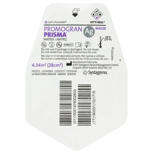 Systagenix 3M™ Promogran Prisma™ Collagen Matrix with ORC and Silver, 4.34 Square Inch