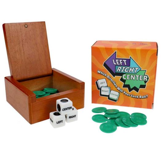 LEFT RIGHT CENTER Dice Game in Wooden Gift Box
