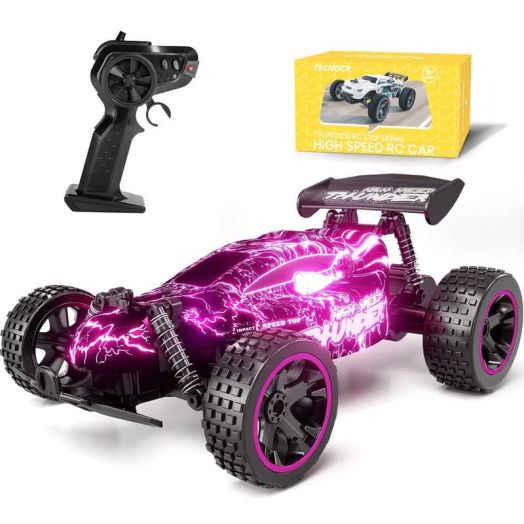 Tecnock RC Cars for Girls and Boys, 1:18 Scale Remote Control Car with USB-C Easy Charging for 50-Min Play, 2WD RC Racing Car with LED Lights