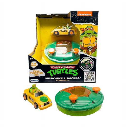Teenage Mutant Ninja Turtles Toy, Michelangelo Micro Shell Racer Vehicle, TMNT Ninja Racing Toy for Kids, Classic Edition for Kids, Ages 3+