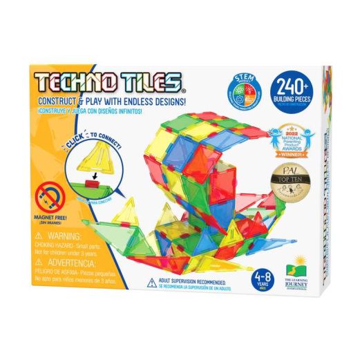 The Learning Journey Techno Tiles - Geometric Snap & Build Tiles: Primary Colors: 240+ Pcs