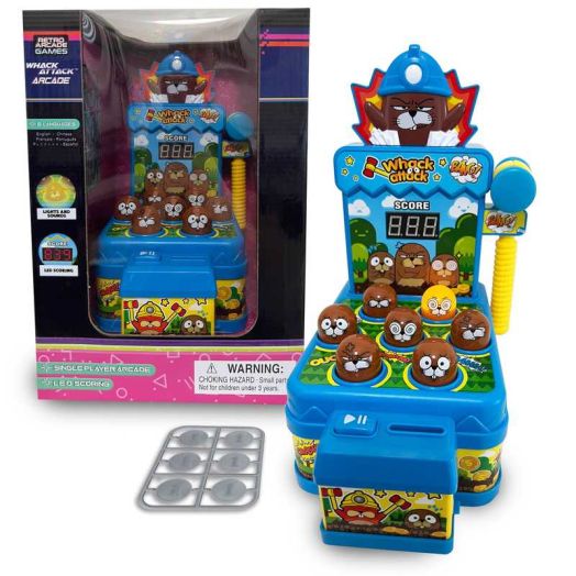 Thin Air Games: Whack Attack Arcade - Lights & Sounds Tabletop Game, Soft Rubber Hammer, LED Scoring, Arcade Coin Mode, Single Player, Family-Kids 3+
