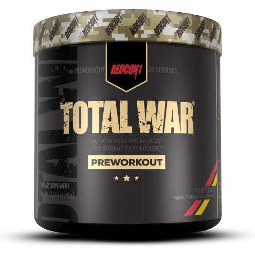 Redcon1 - Total War - Preworkout - All New (30 Servings) Boost Energy, Increased Lasting Endurance, Citrulline Malate, Beta-Alanine, Keto Friendly, (Tigers Blood)