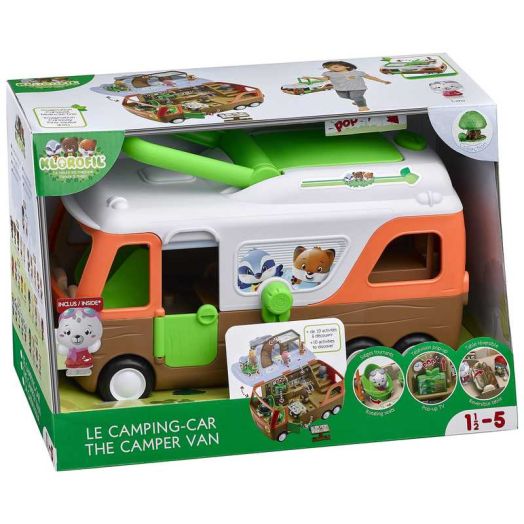 Timber Tots: Camper Van - 3pc Travel Vehicle & Character Playset, Seal Animal Figurine, Open & Reveal, Carry Handle Nature, Toy, Kids & Toddlers 18Mo+