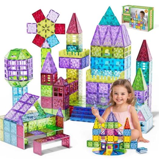 TOY Life 40pcs Diamond Magnetic Tiles for Toddlers 3-5 Magnetic Blocks for Kids Ages 4-8 STEM Magnet Blocks Magnet Tiles Magnetic Building Tiles Building Blocks Kids Games for Boy Girl