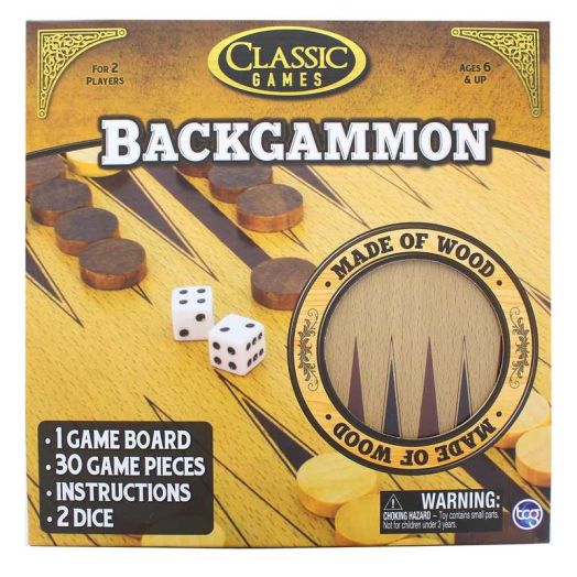 Classic Games Wood Backgammon Set | Board & 30 Game Pieces