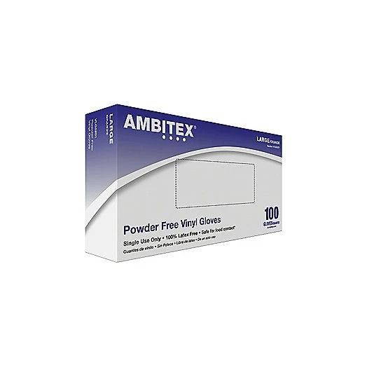 Tradex AMBITEX V5201 Series Powder-Free Vinyl Gloves, Small Clear 100/Box