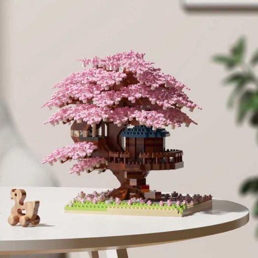Cherry Blossom Bonsai Building Flowers Set 1382 Pcs Flowers Bonsai Tree Mini Blocks Kit for Adults Gift Ideas for Girls 8 10 12 14+ (Pink)