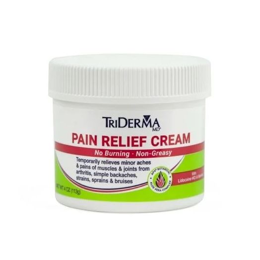 TriDerma MD Pain Relief Cream with Lidocaine HCl & Menthol, 4 oz Jar