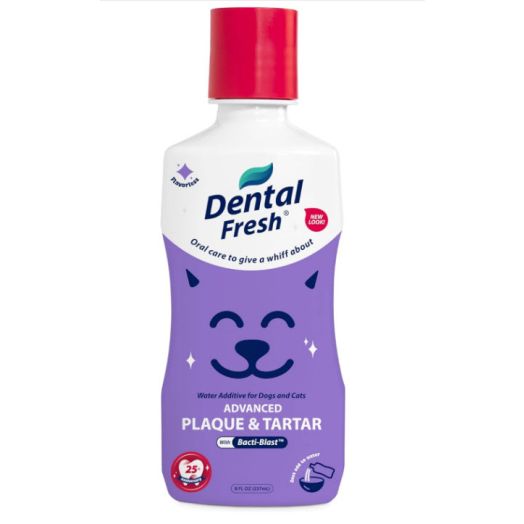 Dental Fresh Advanced Plaque and Tartar Water Additive for Dogs, 8 oz – Dog Teeth Cleaning Formula Targets Plaque & Tartar Build-Up, Eliminates Bad Breath, Whitens Teeth, Improves Overall Oral Health