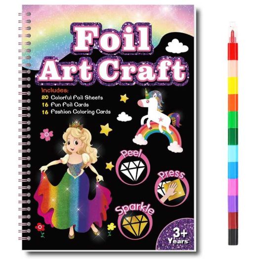 Foil Art Craft Kit , Crafts for Fun Art Supplies DIY Creative Travel Toy, Birthday Gift Party Favor Toys